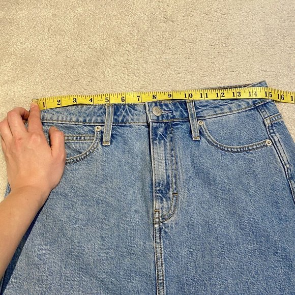 Denim Skirt CALVIN KLEIN JEANS Women's W27 4 Small Frayed Hem Light Wash Logo - Picture 7 of 12